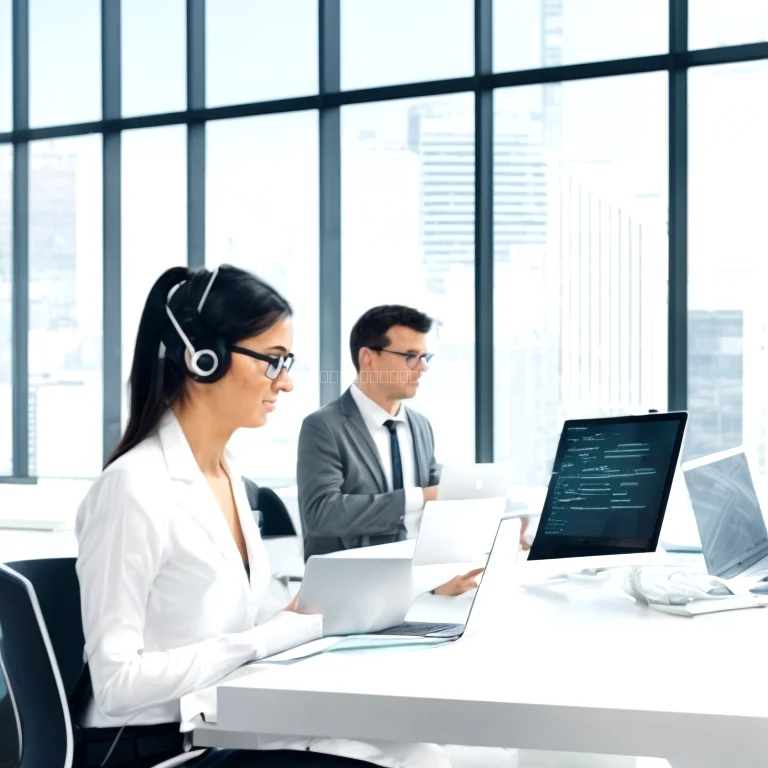 Team collaborating on AI project